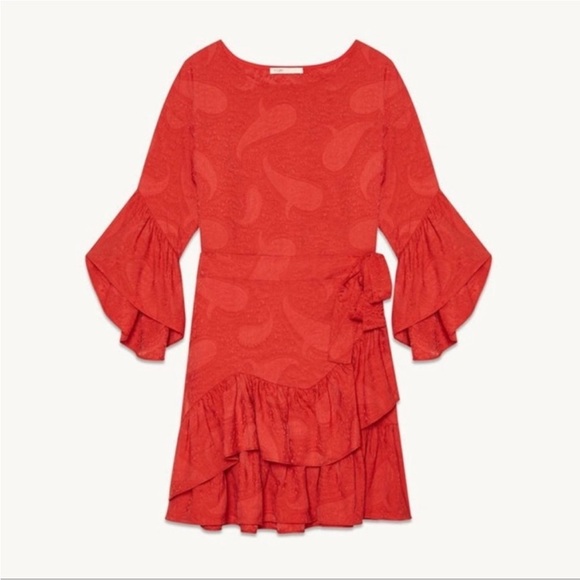Maje Red Ruffled Mini Dress - Picture 2 of 13